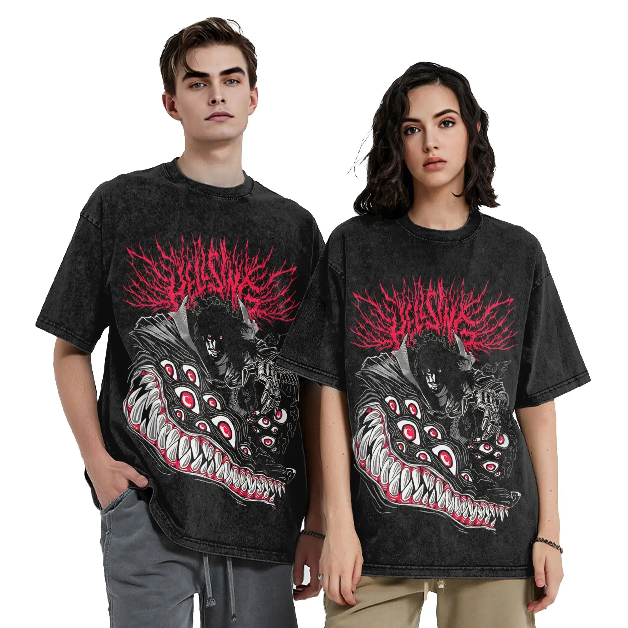 Hellsing - Alucard T Shirt Hip Hop Washed Cotton Oversize T-Shirts  Retro Men Women Streetwear Summer Tops Tees view 4