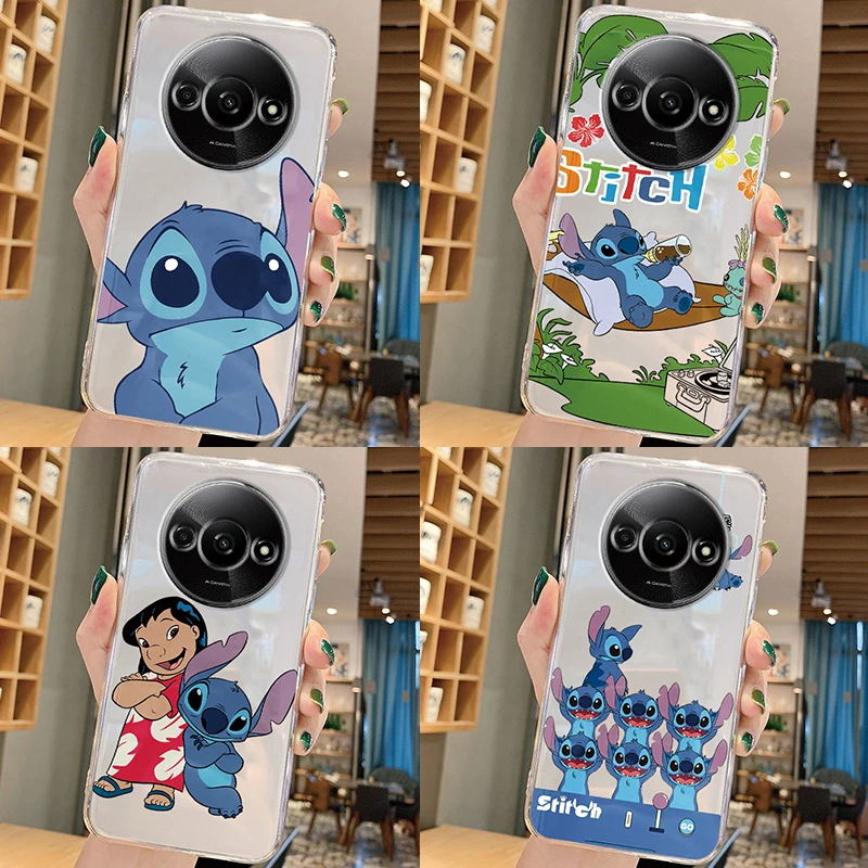 For Redmi A3 Phone Cases Stitch Cinnamoroll Anime Clear Cartoon Anime Fall Cover For Redmi A3 Shockproof Silicone TPU Back Shell