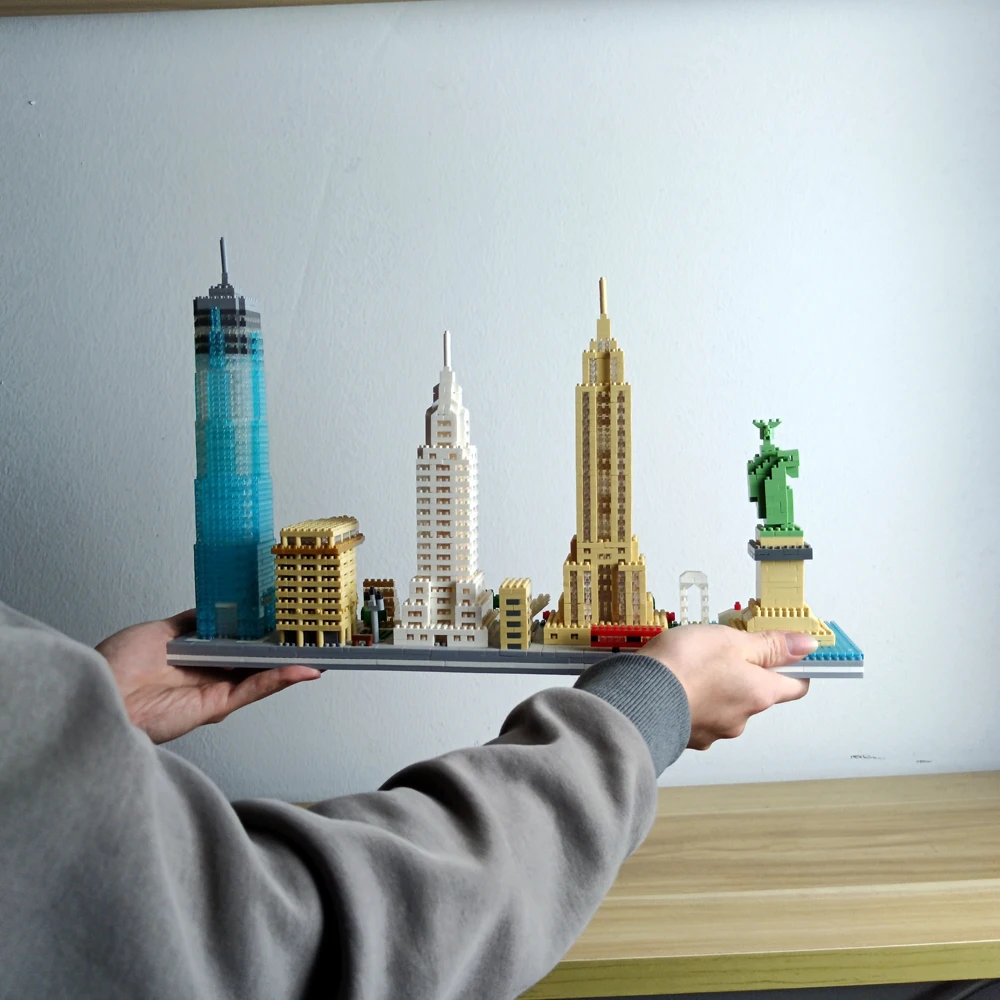 USA Famous Architecture Micro Mini Building Blocks  Adult Puzzle Toy Kit Assemble Decoration Brick Gift New York Skyline Capitol