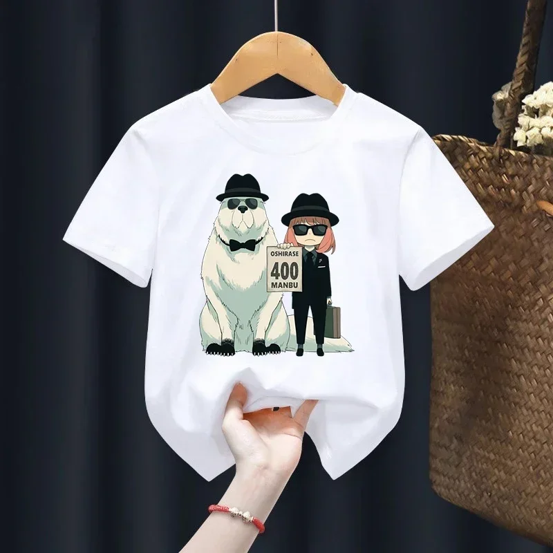 New Spy X Family T-shirt Girls Clothing Tshirt Kids Kawaii Cartoon Anime  Anya and Bond Tee-shirt Harajuku Boys Graphic Tee New