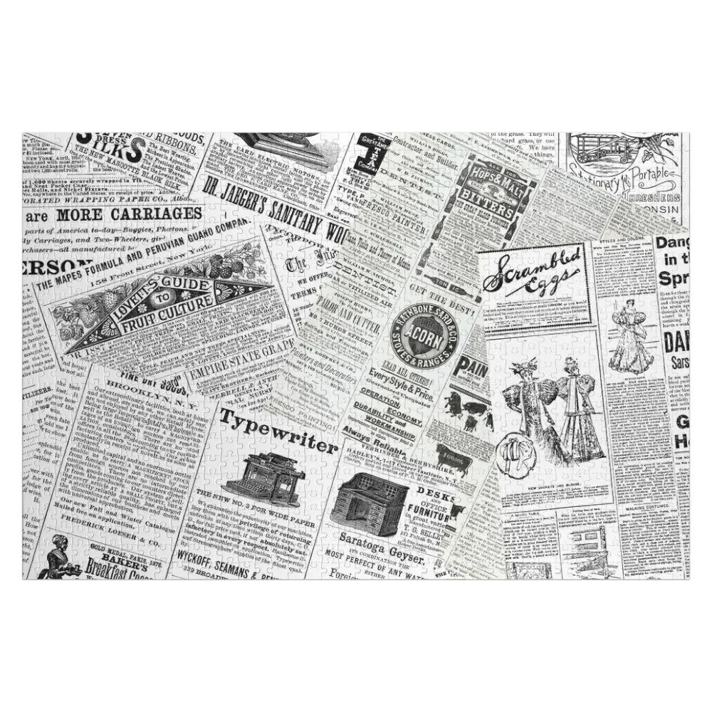 

Vintage Newspaper Print Jigsaw Puzzle Wooden Compositions For Children Custom Wood Wood Adults Customized Photo Puzzle