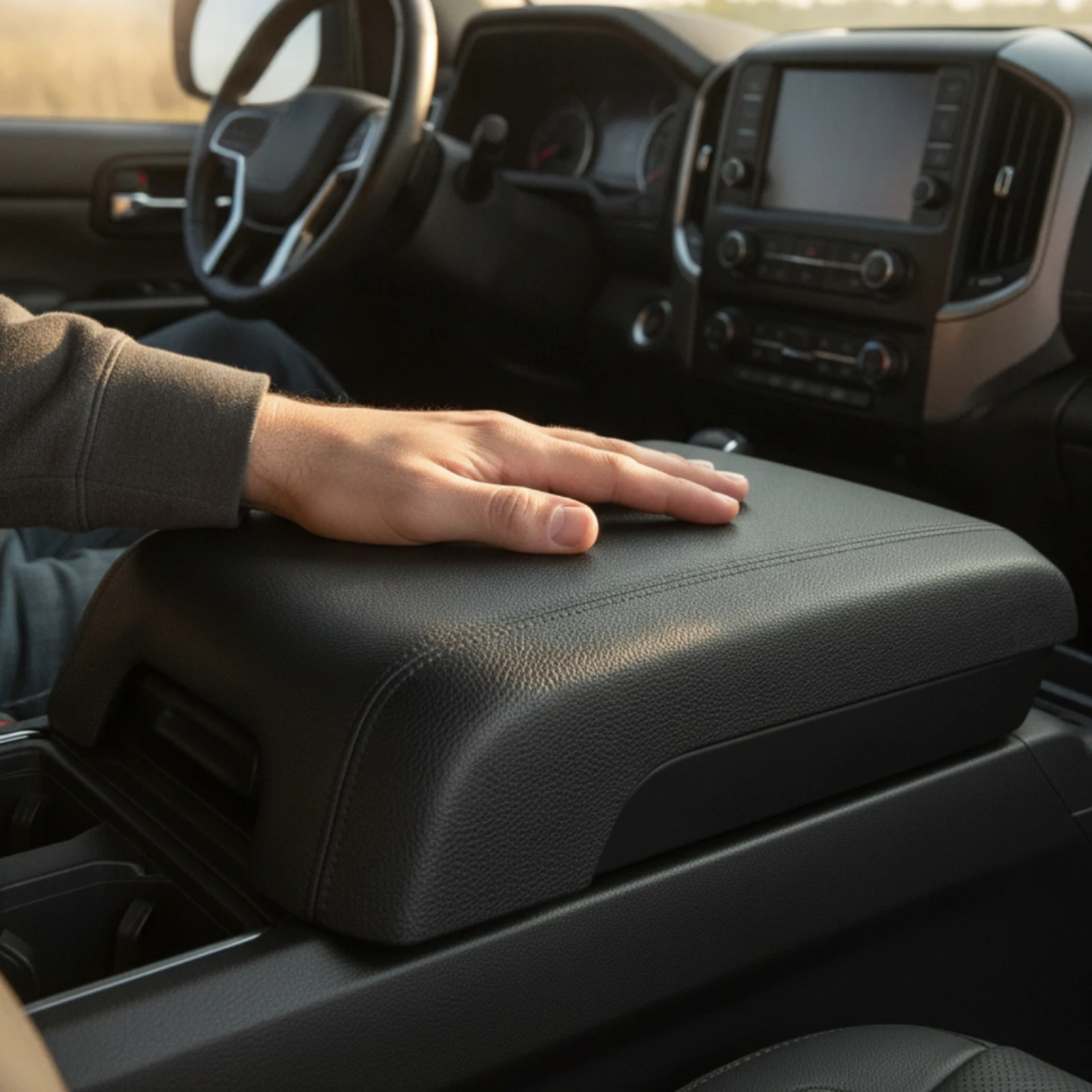 Center Console Lid Cover Waterproof Center Console Armrest Cover Truck Armrest Lid Easy to Clean Auto Part Non-Destructive