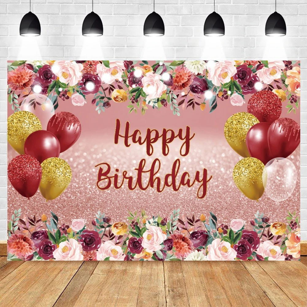 성인 생일 사진 배경 풍선 반짝이 꽃 포토콜 초상화 파티 장식, 아기 배경 사진 스튜디오 포토존