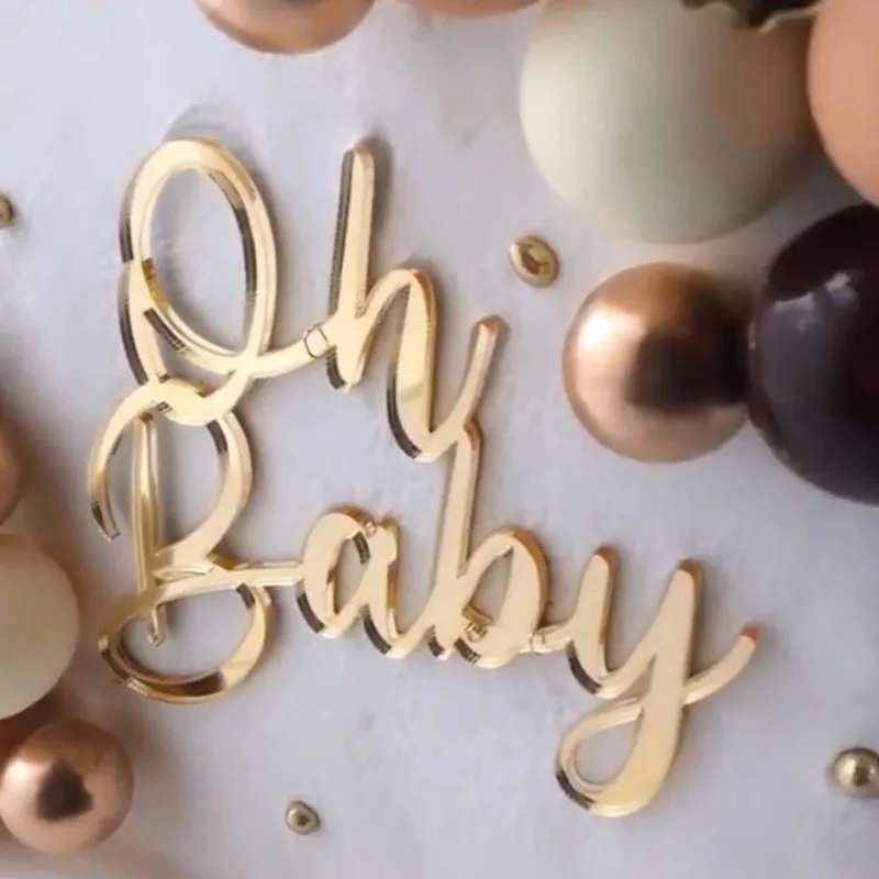 INS Seitendekoration für Geburtstagskuchen aus goldfarbenem Acryl – Oberteil für Kindergeburtstagskuchen, geeignet als Geschenk für die Wassertaube eines Babys – Backwaren – Detail 36