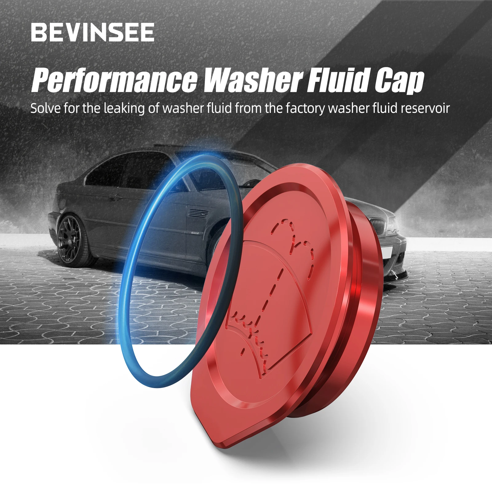 BEVINSEE Tappo serbatoio liquido lavatrice in alluminio per BMW E46 325i 330i 320i 323i 320d 330d