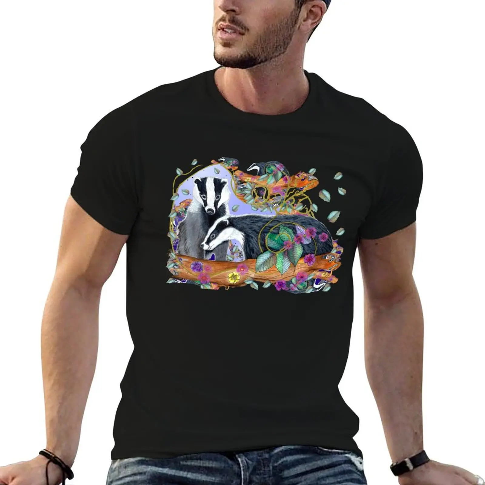 

Badger Love T-Shirt man t shirts cotton black cotton t-shirt plain for man package T-Shirt