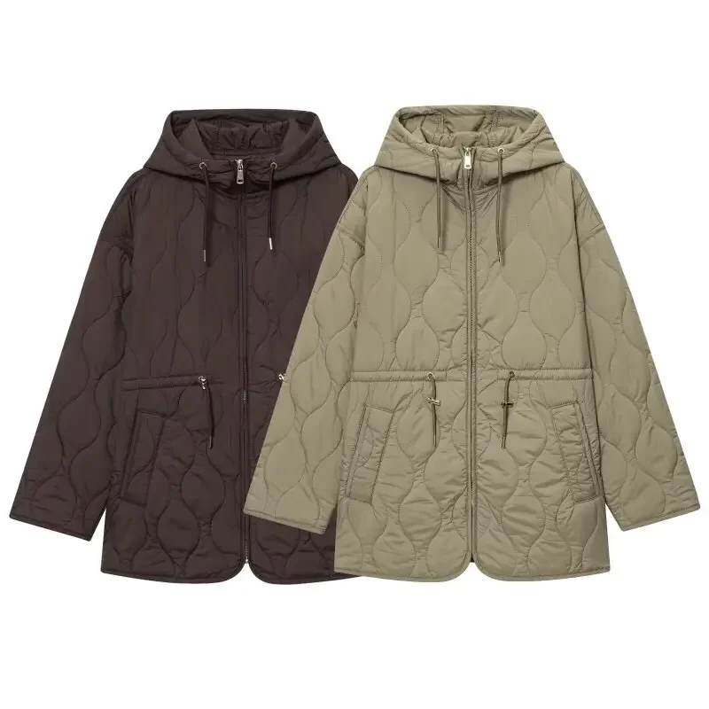 

Женское длинное пальто с хлопковой подкладкой, куртка с утолщенным капюшоном, зимнее свободное теплое пальто, женская верхняя одежда, куртка, модные топы, уличная одежда