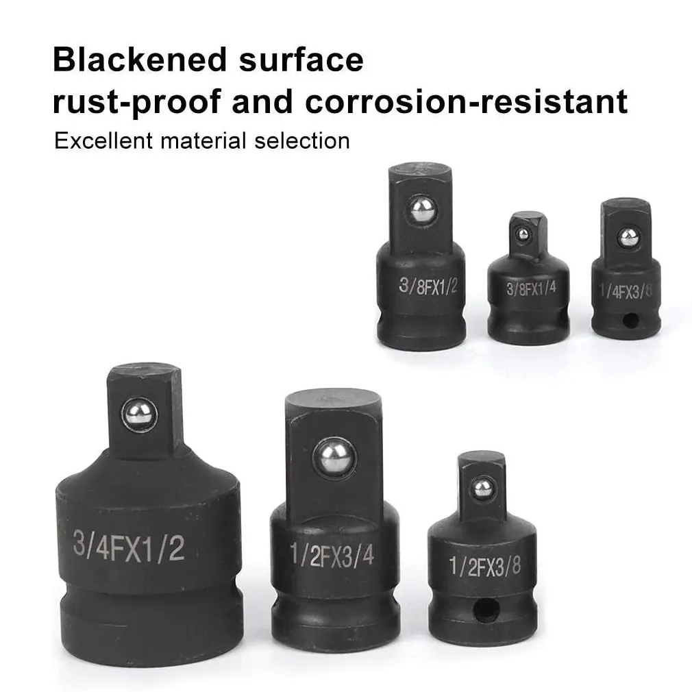 6Pcs Impact Adapter Reducer Set Socket Convertor Adapter 1/4inch 3/8inch 1/2inch 3/4inch for Impact Driver Conversions with Box