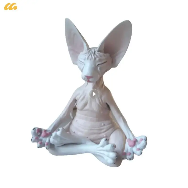 Meditation Yoga Happy Cat Whimsical Buddha Sphinx Cat Figurine Art Deco Sculpture Outdoor Garden Statue Figurine Home Decor