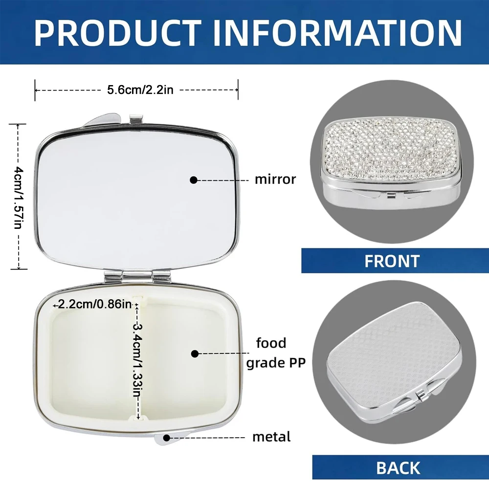 블링 크리스탈 다이아몬드 알약 상자, 휴대용 2 구획 일일 알약 정리함, 소형 여행용 알약 케이스, 의약품 용기 정리함