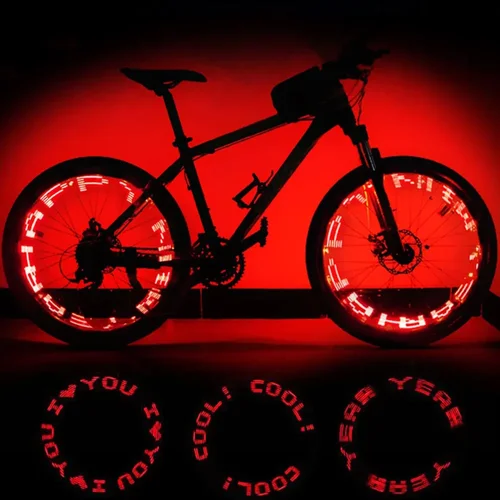 Imagen 2 del producto 1x luz de válvula de bicicleta letra de doble cara 8 modos paseo nocturno MTB bicicleta neumático boquilla tapas de válvula lámpara con batería luz de bicicleta