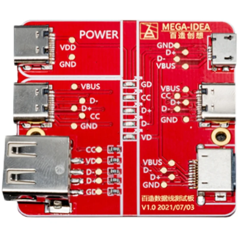 QianLi Cable Detection Tester Board, USB Tipo-C Micro para Data de Iluminação, On-Off, Telefone Android, Mega-iDea