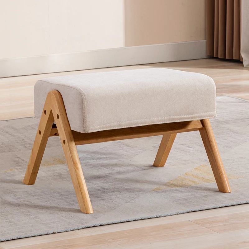

Japanese log solid wood pedal modern simple oak sofa pedal small apartment living room small stool