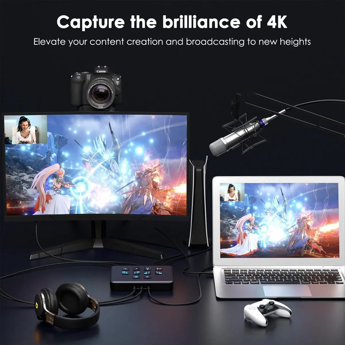 

Двухканальная HDMI-совместимая внешняя карта захвата AABFK, плата захвата внешней камеры аудио-видео, разрешение 1080P/60fps