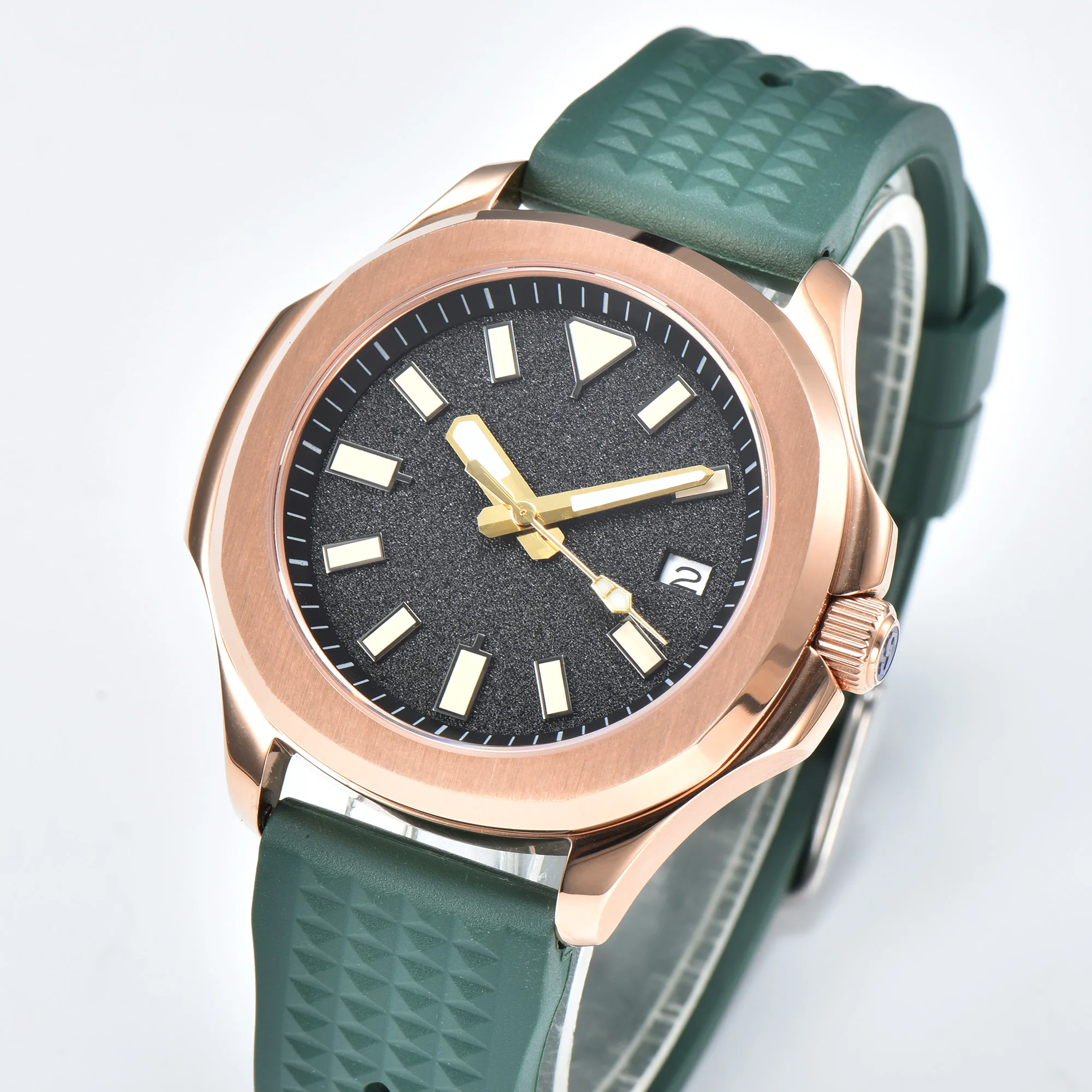 Luxury 40mm Automatic Men's Watch NH35 Skx 007 Rose Gold Case Waterproof Sapphire Glass Men's Watch Clock