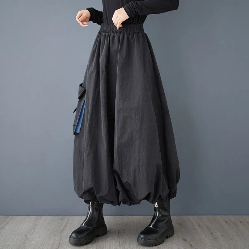 HKSH 2025 Primavera Autunno Nuove Donne Gonna Elastico A Pieghe Patchwork Denim Tasca Versatile Elegante Chic Bud Gonne HK12470