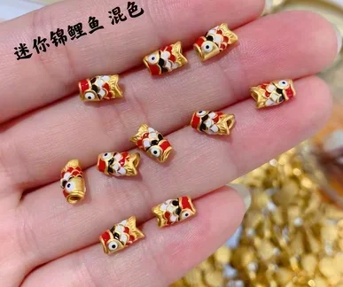 Eldorado Gold  Glod 3d hard  charms 24k pure  fish 999  accessories for bracelet  diy beads