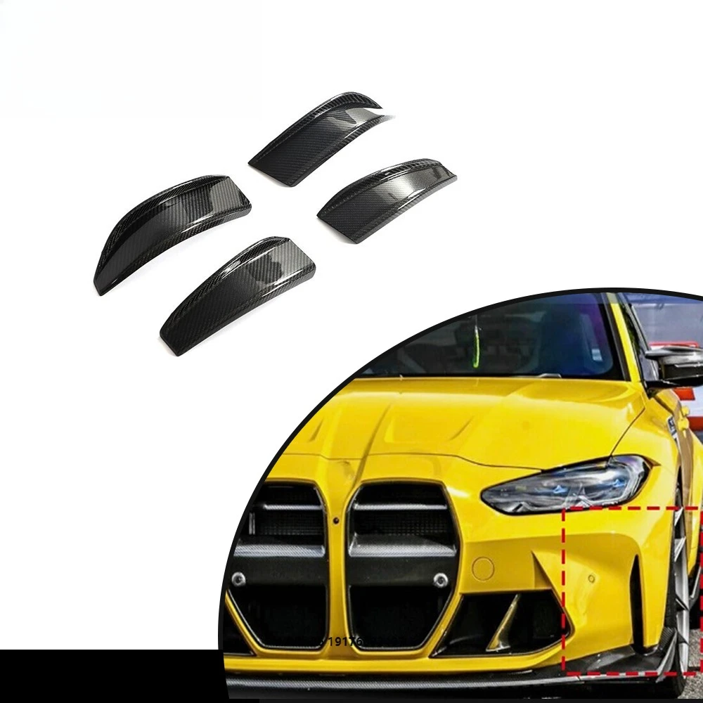 

Fits forBMW G80 M3 G82 G83 M4 2021-23 REAL CARBON Front Bumper Canard Winglet Fins