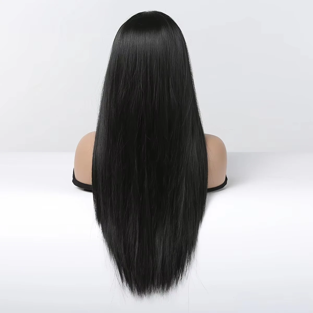 Black Long Straight Synthetic Wig with Fringe. Halloween Cosplay Wig. Party Day Wig. High-Temperature Hair Accessory Wig.