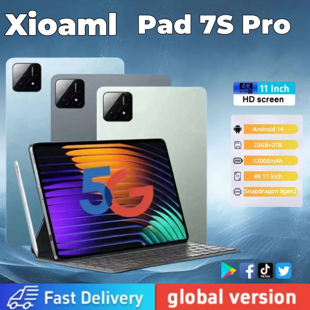 

Tablet PC Brand New 7SPro Original Global Edition Snapdragon 8gen2 HD 4K 16GB + 1TB Android 14 Tablet with 5G Dual SIM WIFI 2024