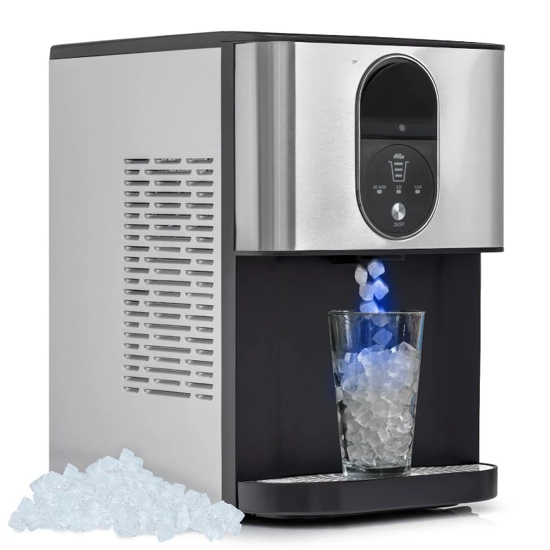 

Self Dispensing Nugget Ice Maker Countertop, 46LB Per Day Automatic Chewable Ice, 1.8LB Per Hour