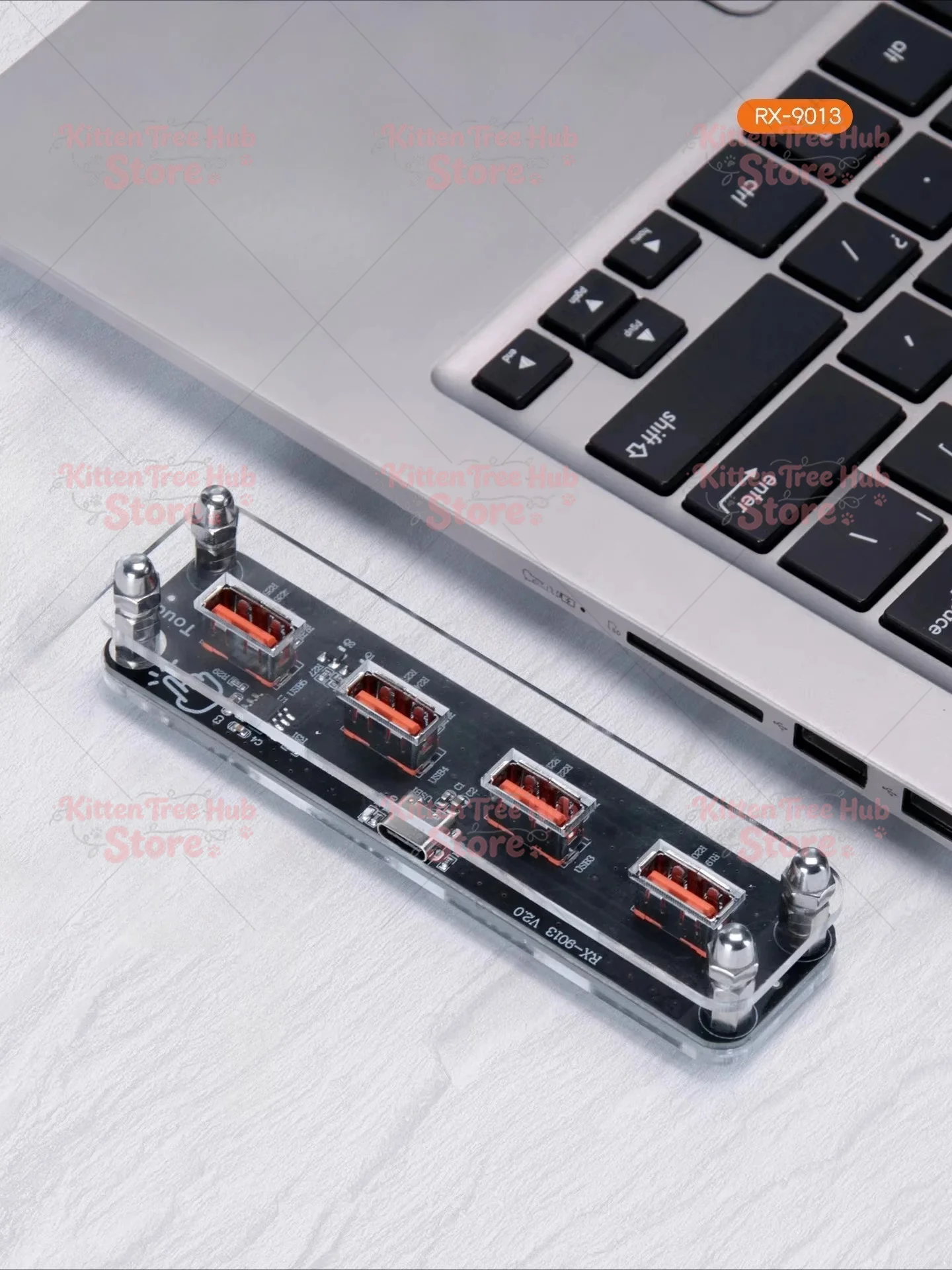 Transparent Acrylic Stackable Power Expander with Type-C Charging Port