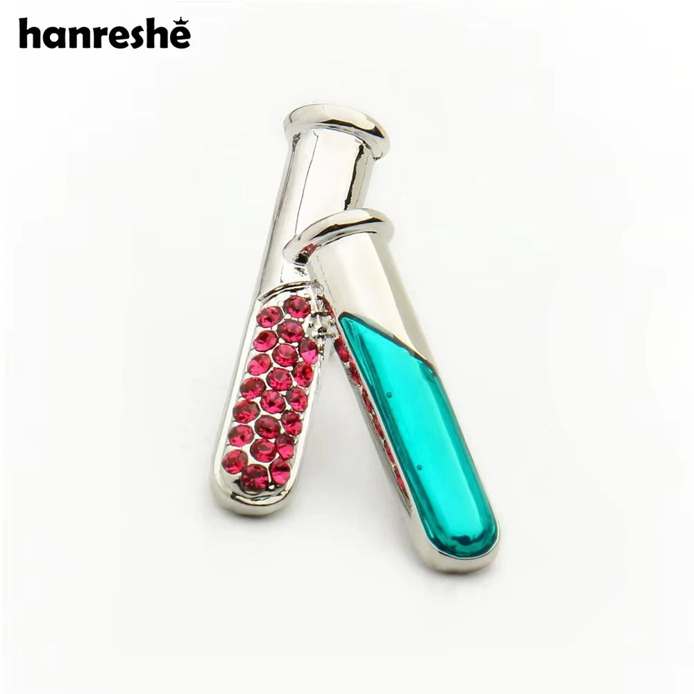 

Test Tube Brooch Pin Enamel Badges Crystals Science Fashion Jewelery Medical Gift Nurse Student Women Accessories