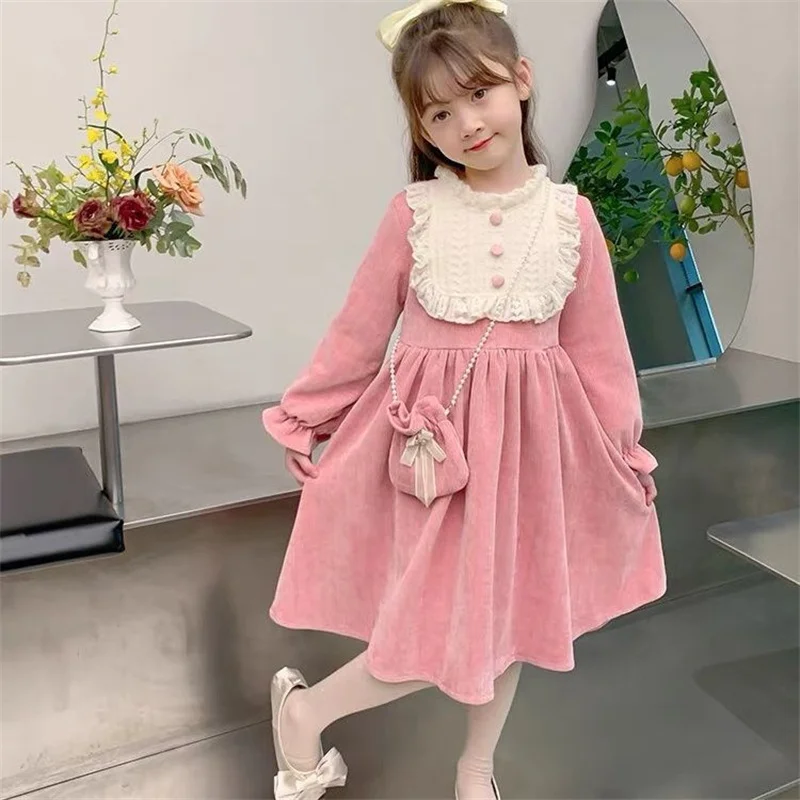 Girls Dress Autumn Winter Princess Birthday Wedding Party Gown New Children\'s Fashion Vestidos Kids Sweet Clothing 3-10 Years