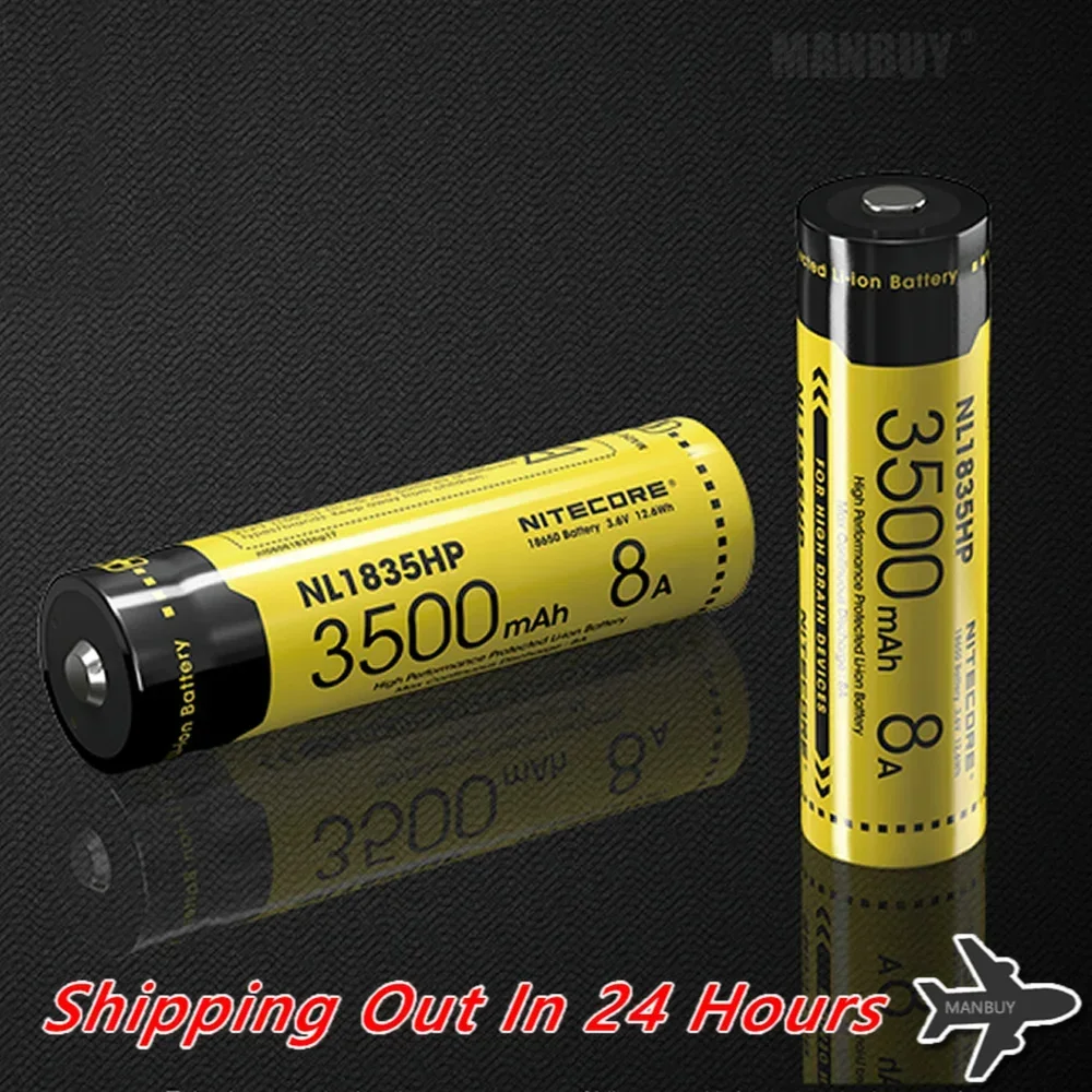 Top sales Nitecore NL1835HP High Performance 18650 3500mAh 3.6V 12.6Wh 8A Protected Li-ion Button  Battery  Drain Devices