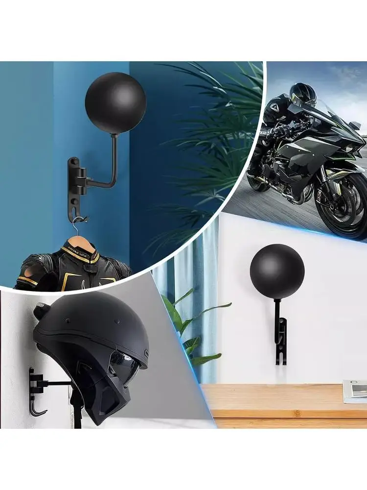 AliExpress NONE 1pc Motorcycle Helmet Rack Wall Mount Helmet Holder 180° Rotation Helmet Hanger W/Hooks for Coats Caps Bike Baseball Rugby Helme