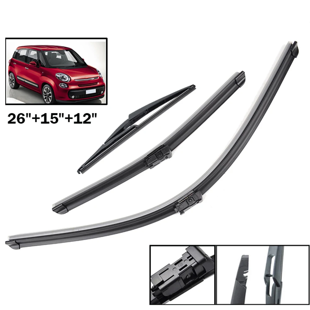 

Xukey Windshield Wiper Blades For Fiat 500L 2012 2013 2014 2015 2016 2017 Front Rear Window Windscreen Wiper 26" 15" 12"