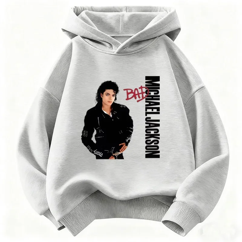 2026 Jungen Unisex Kinder Kapuzenpullover mit Michael-Jackson-Print, warm & dick – Retro-Popstar-Grafik-Oberteil für Herbst/Winter – Detail 5