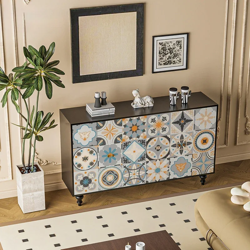 cabinet, integrated storage cabinet against the wall 2025 new European style, retro entrance cabinet, facing the door at home