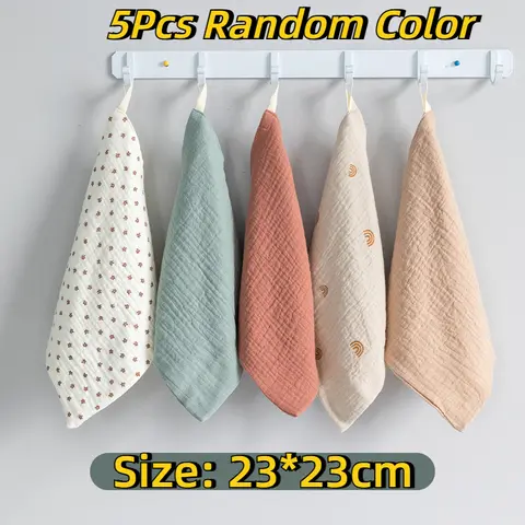 2/5PC Baby Towel Newborn Stuff Muslin Square Towels Infant Newborn Hand Bath Shower Face Towels Soft Cotton Gauze Baby Washcloth