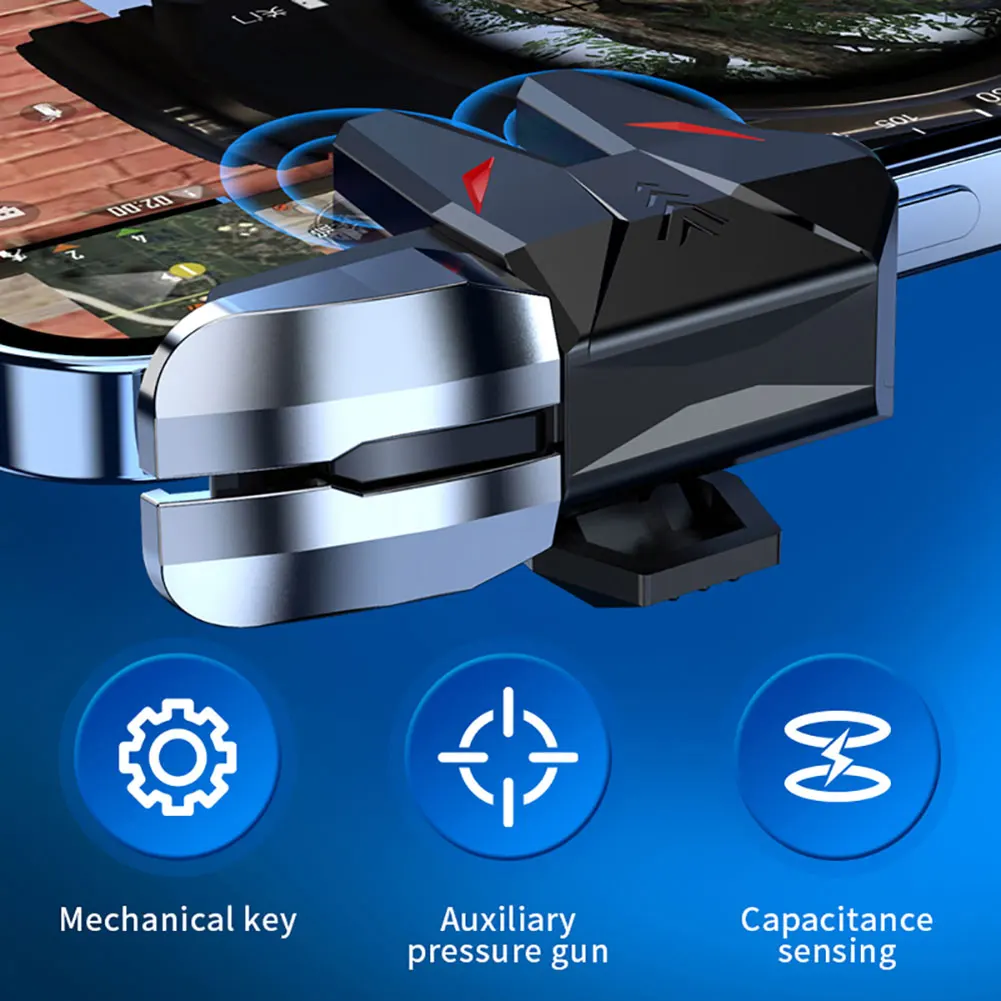 2 قطعة الميكانيكية 6 إصبع الهدف الزناد الحساسة الهاتف الزناد الألعاب الألعاب قطعة أثرية أذرع التحكم في ألعاب الفيديو مفتاح زر ل Pubg المحمول