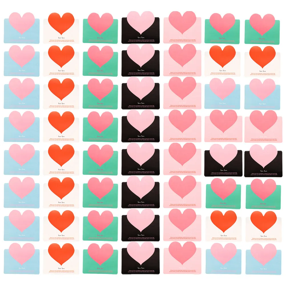 

100Pcs Heart Shaped Greeting Cards Blank Inside for Birthday Christmas Valentine Teacher's Day Blessing Message Card Paperboard