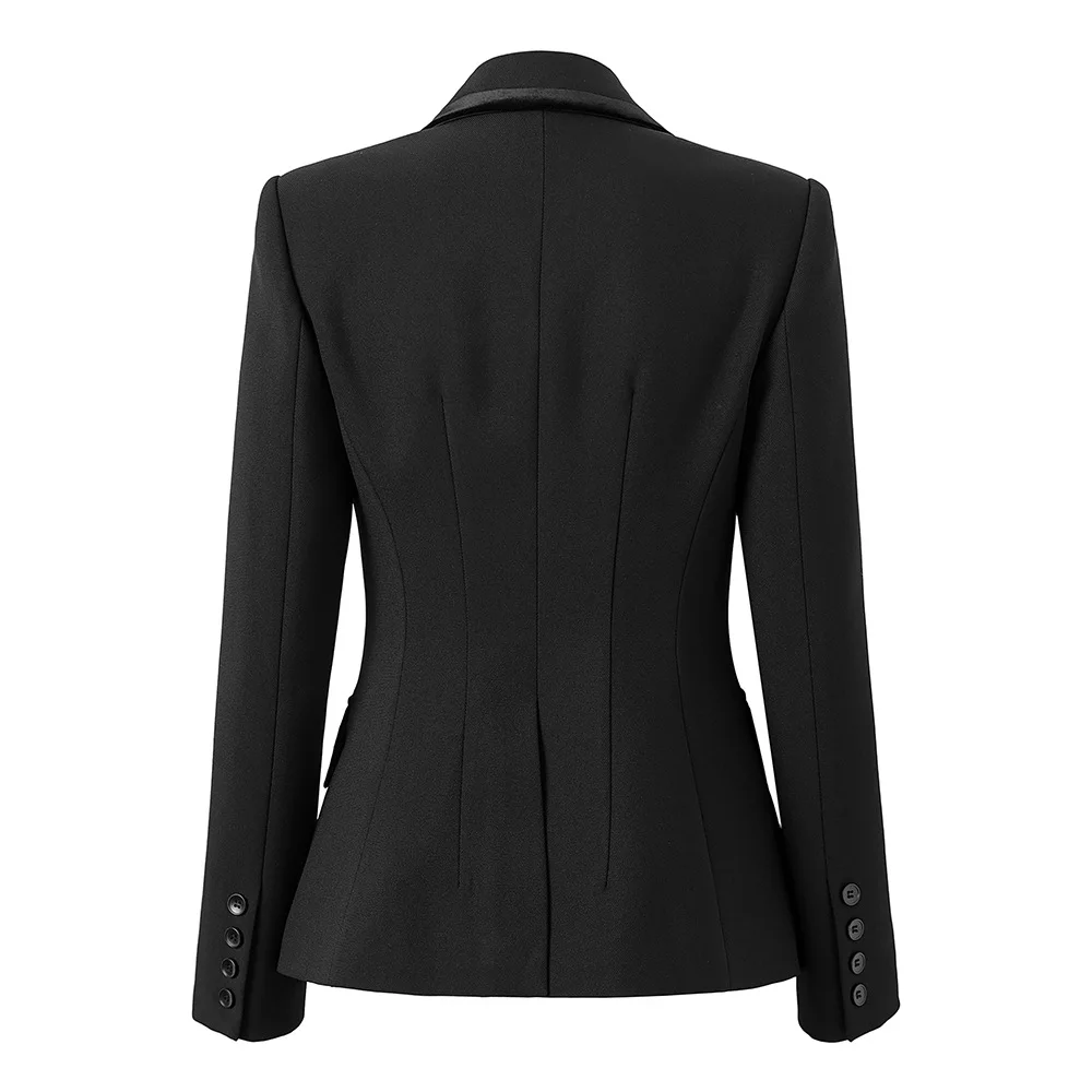Blazer de retales de terciopelo ajustado con doble botonadura para mujer, ropa de oficina con diamantes de imitación y bordado de alta calidad