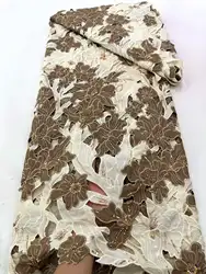 2026Elegant Wedding Evening Dress Fabric - Embroidered Laser Cotton Lace with Stones, High Quality (Austria Latest) ·NN1698_R