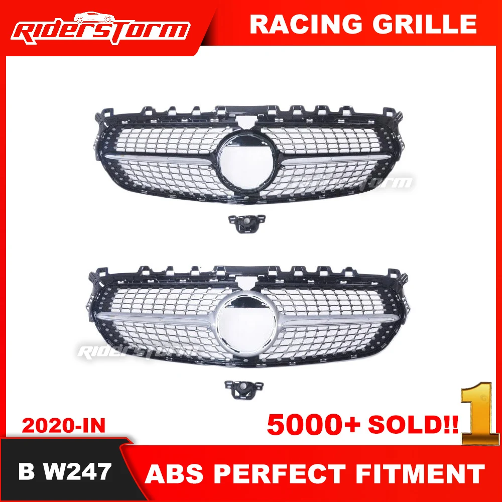 2019+ New B Class W247 Diamond Grille Fit For B Class W247 Front Bumper Racing Grill B180 B200 B260 Car Styling