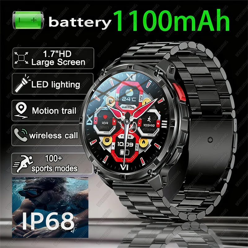 

2025 New Outdoor Sports Smart Watch Men HD Screen 1100mAh Large Battery Long Standby Time Bluetooth Call Sports Watch Waterproof