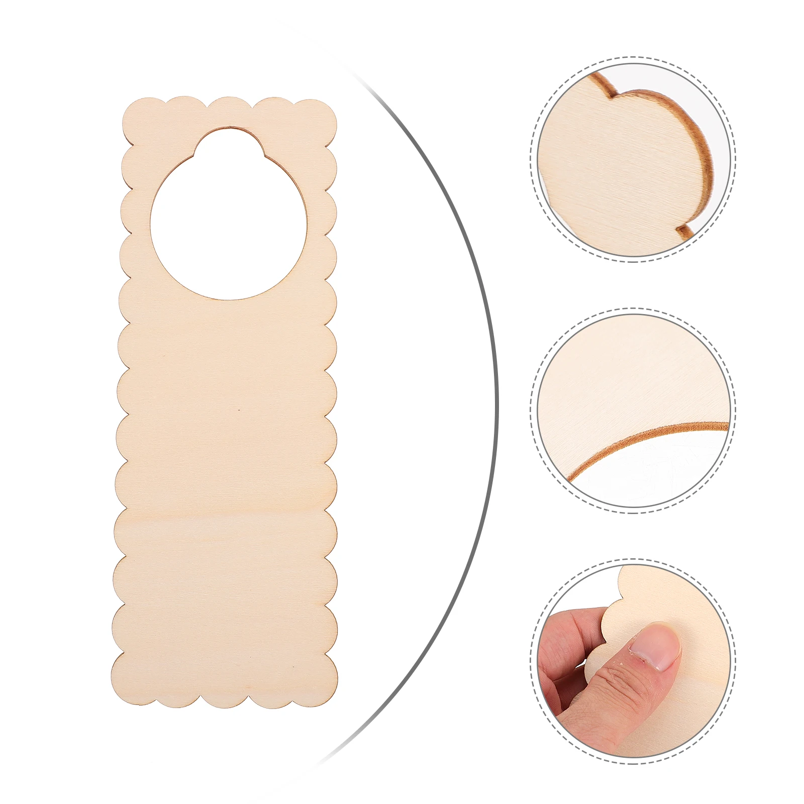 

10Pcs Wood Plaque Blank Doorknob Hanging Sign Natural Wooden Accessory