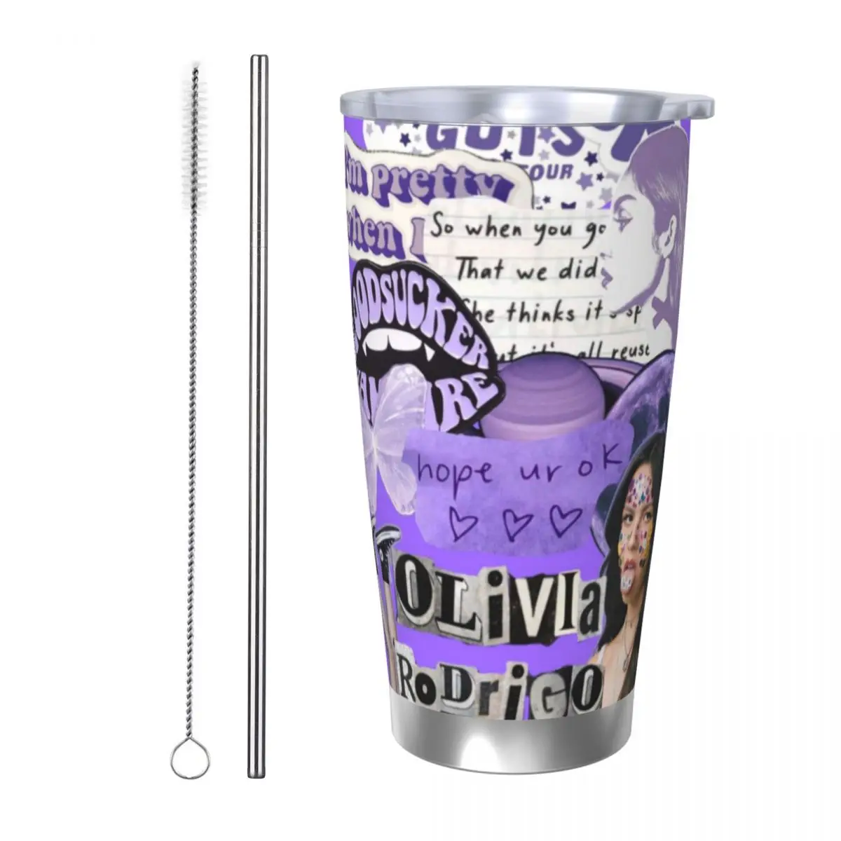 Olivia Vampire Rodrigos Sour 20oz Stainless Steel Car Mug Straw Thermal Iced Travel Cup Vacuum Insulated Coffee Hot Cup