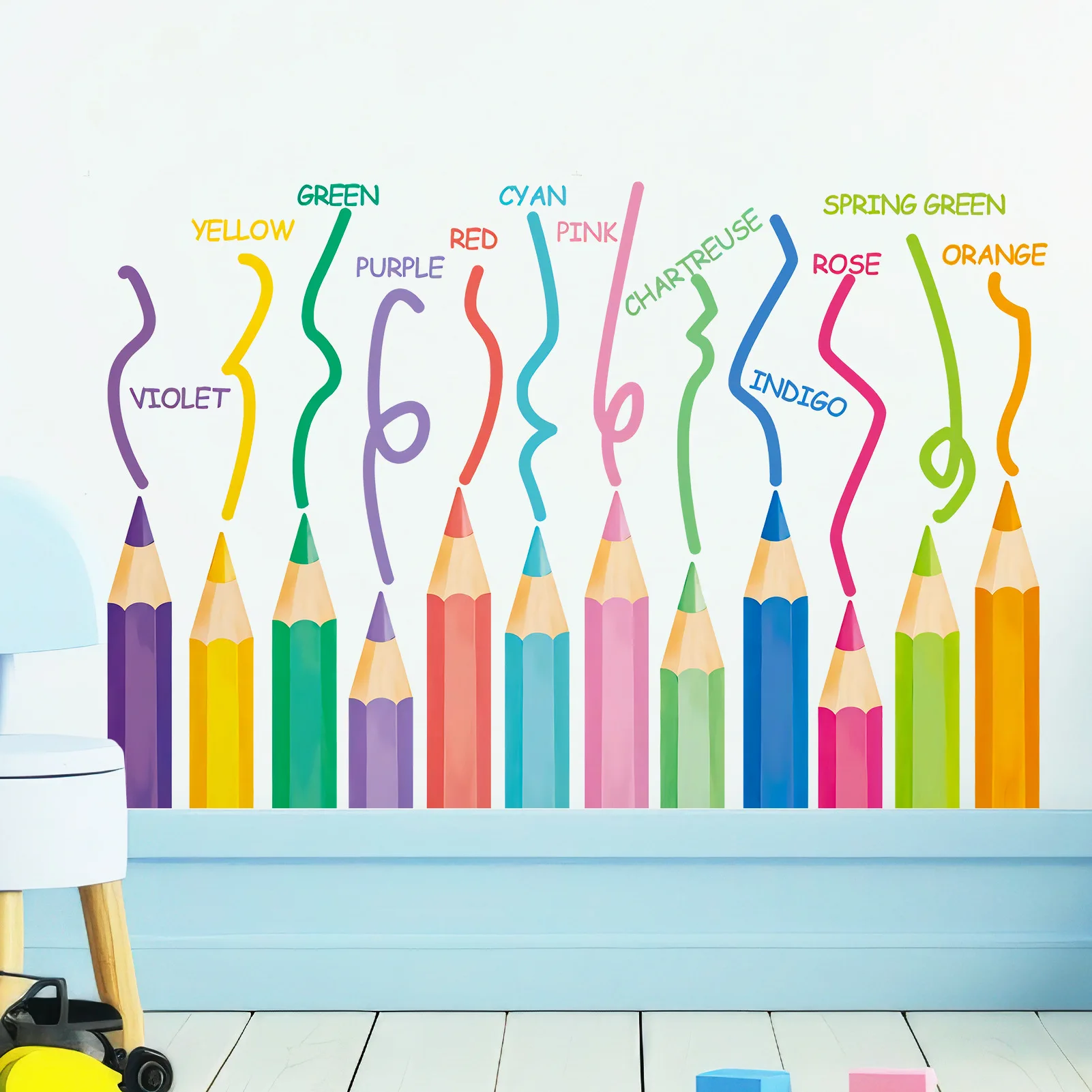 Kids Education Quotes - สติ๊กเกอร์ติดผนังกลับไปโรงเรียน ลายดินสอ สีเทียน คำคมภาษาอังกฤษเกี่ยวกับการศึกษา แบบลอกออกได้ สำหรับห้องเด็ก