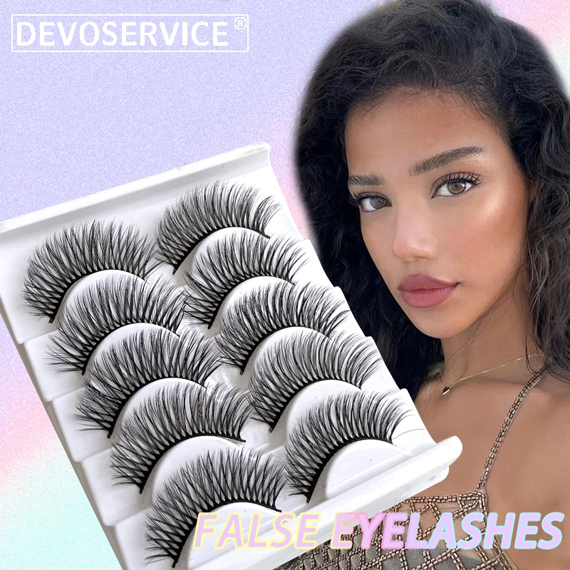 

5 Pairs Natural Long False Eyelashes Fluffy Thick Eyelashes Reusable 3D Artificial Mink Eye Lashes Extension Pestañas Wholesale