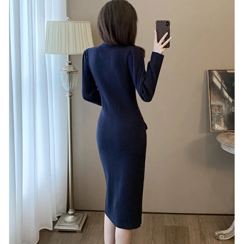 Autumn Women's Long Sleeved Dress High Quality Fashion Casual Commuter Knitted Dress