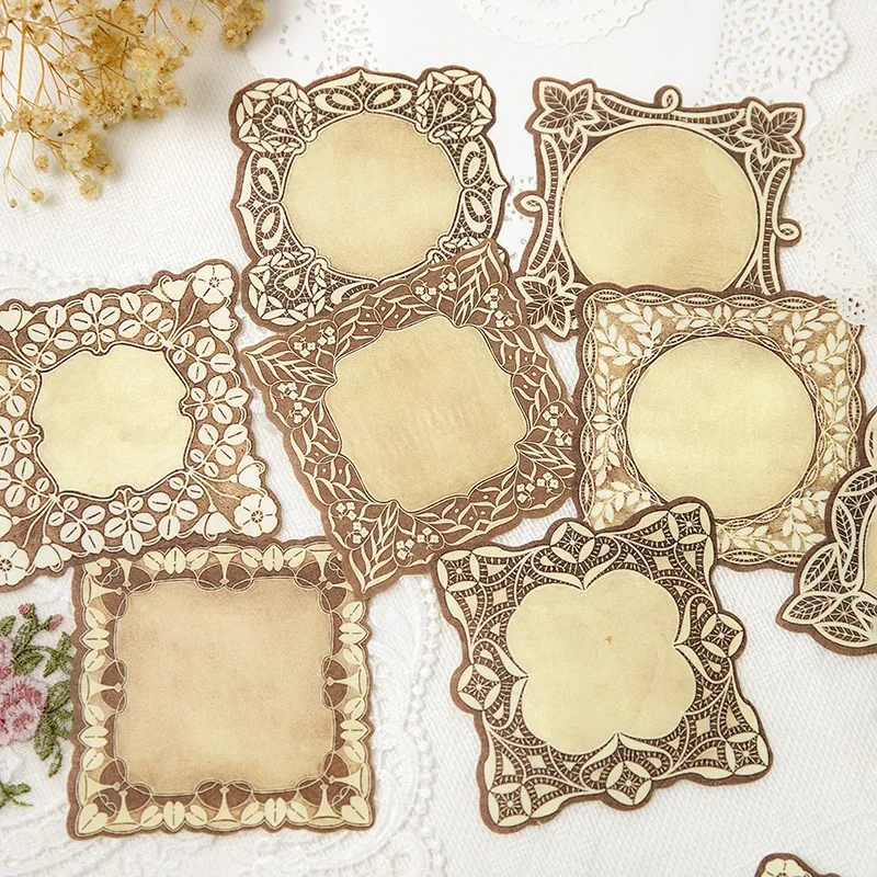 40pcs Vintage Round Medallion Lace Craft Paper Junk Journal Ephemera Handmade Decorative DIY Album Scrapbooking Material Planner