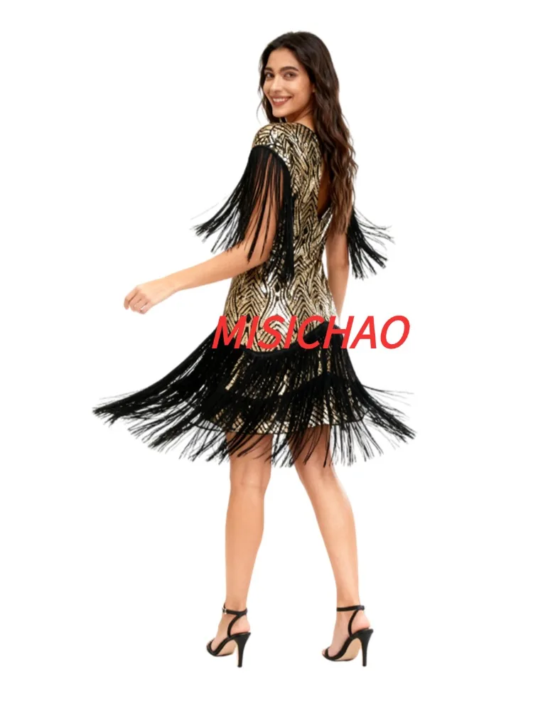 MISICHAO Best Seller 1920s Gatsby Style Sequin Fringe Dress for Women Vintage Glitter Tassel Party Cocktail Evening Dance
