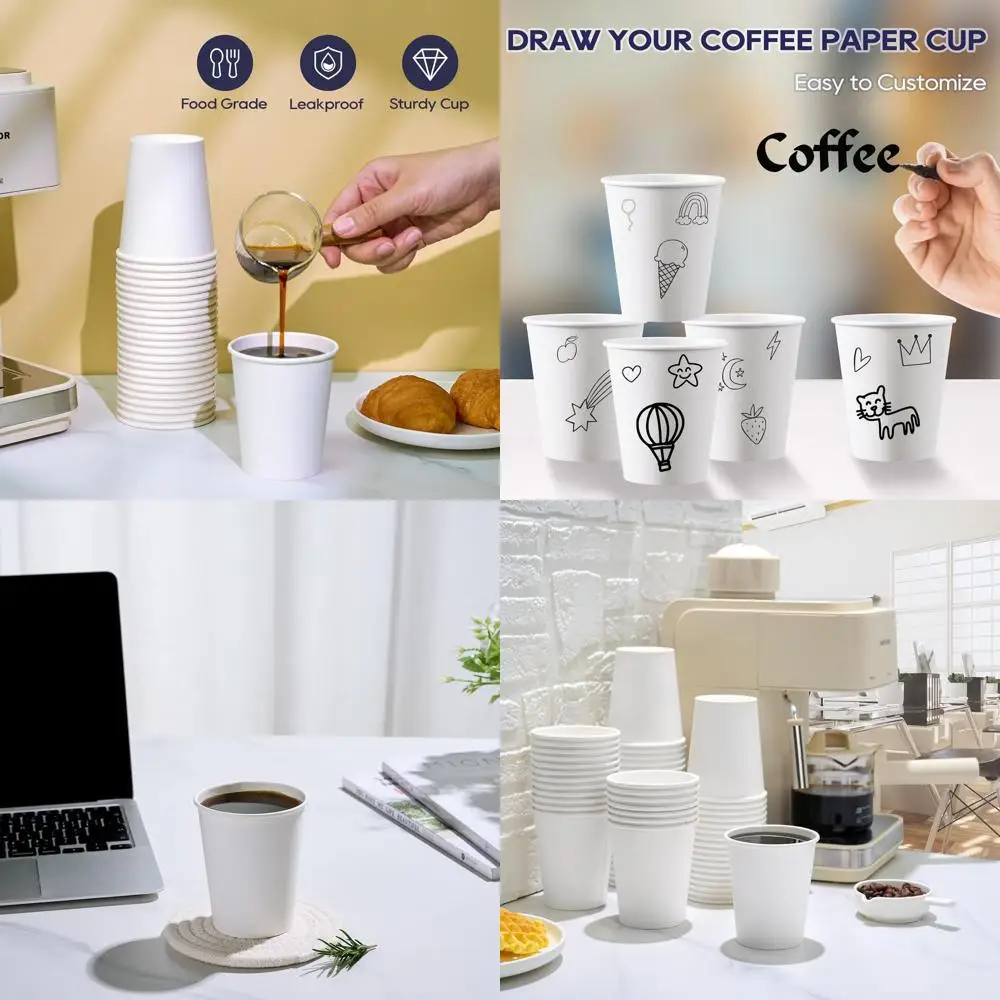 

1000 бумажных стаканчиков для кофе объемом 8 унций — идеально подходят для дома, офиса, вечеринок и мероприятий