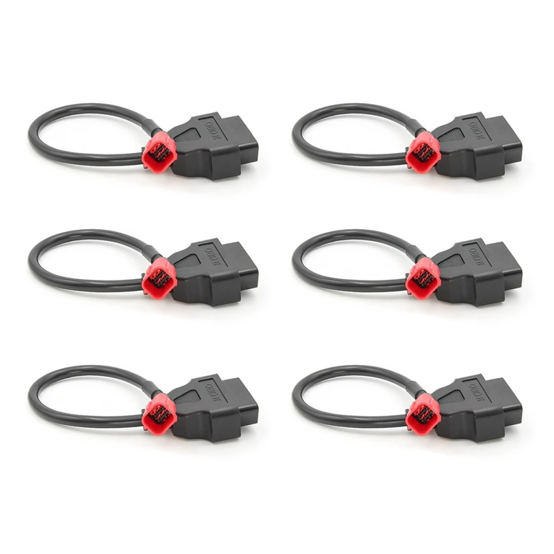 6X 6 To 16 Pin Motorcycle OBD Adaptors OBD2 Diagnostic Cable Extension Connectors For Honda Yamaha Suzuki BENELLI