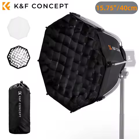 K&amp;F CONCEPT 15.7"/40cm Softbox Parabolic Hexadecagon Bowens Mount with Bag Honeycomb Grid Light Diffusers for Photography Studio